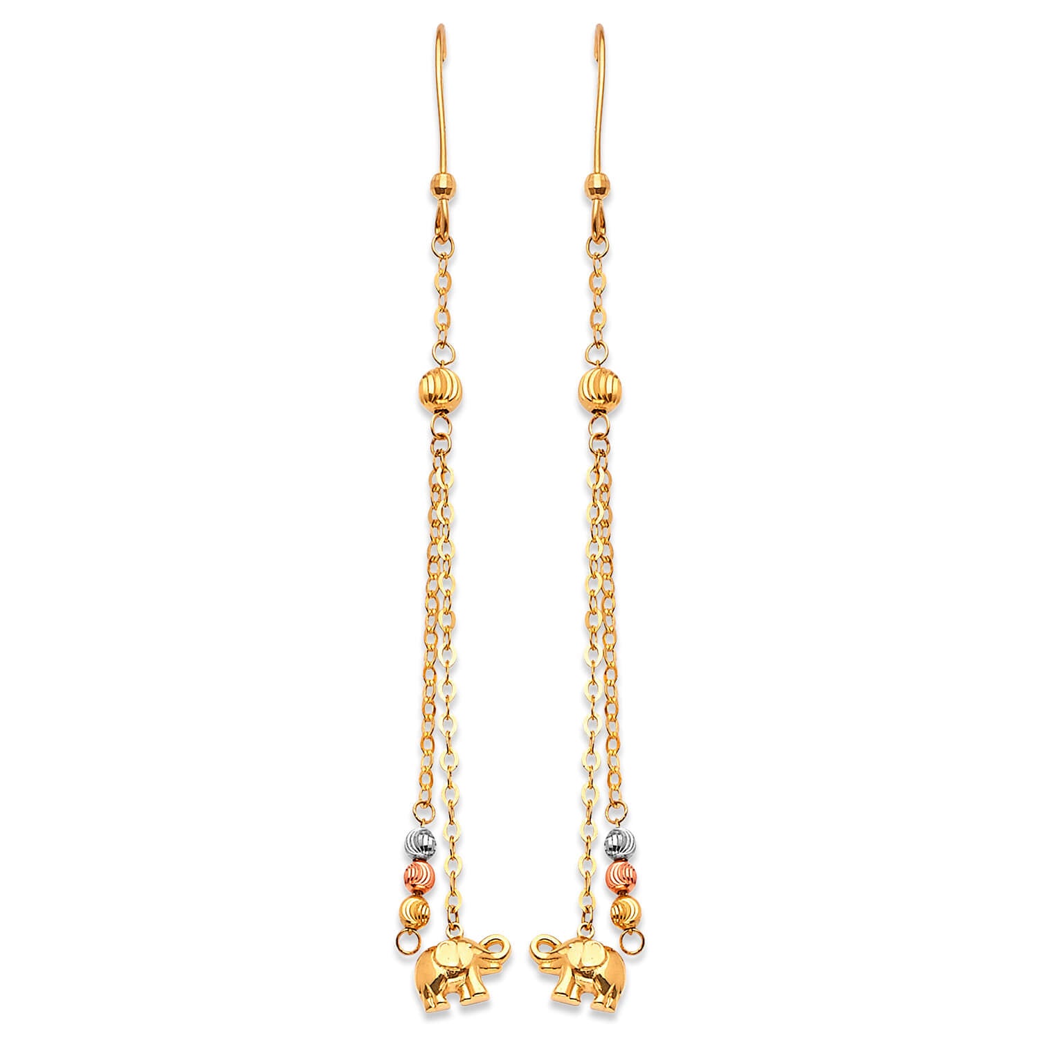 Tassel Earrings in 14K Tri-Color Gold