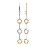 Flower Drop Earrings in 14K Tri-Color Gold
