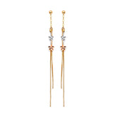 Flower Tassel Earrings in 14K Tri-Color Gold and Butterfly Backing