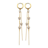 Butterfly Tassel Earrings with White CZ in 14K Gold