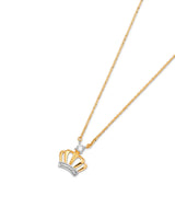 Adjustable White CZ Tiara Charm Necklace in 14K Two-Tone Gold