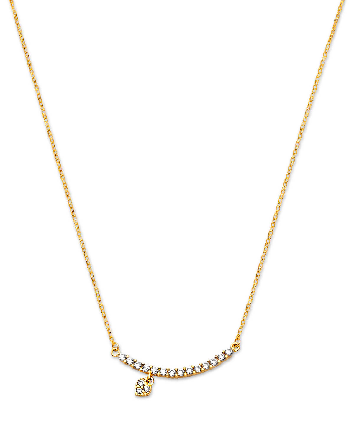 Adjustable White CZ Charm Necklace in 14K Gold