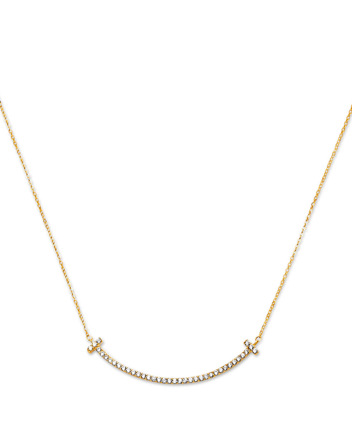 Adjustable White CZ Charm Necklace in 14K Gold