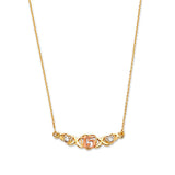 Adjustable White CZ Heart Charm Necklace in 14K Two-Tone Gold