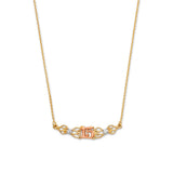 Adjustable White CZ Heart Charm Necklace in 14K Two-Tone Gold