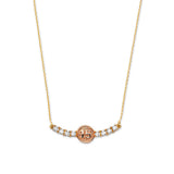 Adjustable White CZ Charm Necklace in 14K Two-Tone Gold