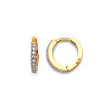 Huggie Earrings with White CZ in 14K Gold