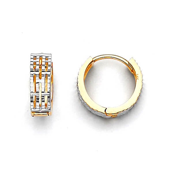 Huggie Earrings in 14K Two-Tone Gold
