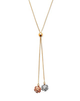 Adjustable Flower Charm Necklace in 14K Tri-Color Gold