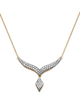 White CZ Charm Necklace in 14K Two-Tone Gold