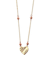 Adjustable Heart Charm Necklace in 14K Two-Tone Gold