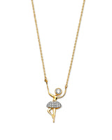 Adjustable White CZ Charm Necklace in 14K Two-Tone Gold