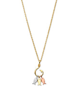 Adjustable Fish Charm Necklace in 14K Tri-Color Gold