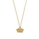 Adjustable White CZ Tiara Charm Necklace in 14K Gold
