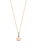 Adjustable White CZ Tiara Charm Necklace in 14K Tri-Color Gold