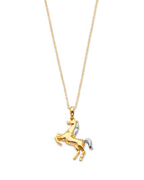 Adjustable Horse Charm Necklace in 14K Two-Tone Gold