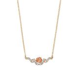 Adjustable White CZ Flower Charm Necklace in 14K Two-Tone Gold