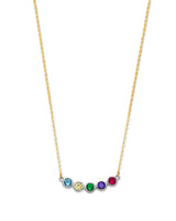 Adjustable Multi-Color CZ Charm Necklace in 14K Two-Tone Gold
