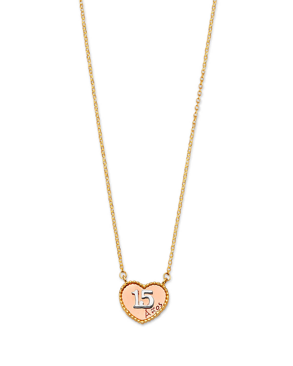 Heart Charm Necklace in 14K Tri-Color Gold
