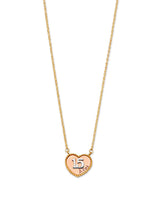 Heart Charm Necklace in 14K Tri-Color Gold