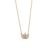 Adjustable White CZ Tiara Charm Necklace in 14K Two-Tone Gold