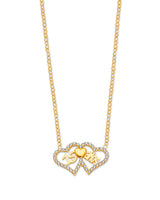 White CZ Heart Charm Necklace in 14K Gold