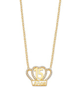 White CZ Tiara Charm Necklace in 14K Gold