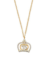 White CZ Tiara Charm Necklace in 14K Gold