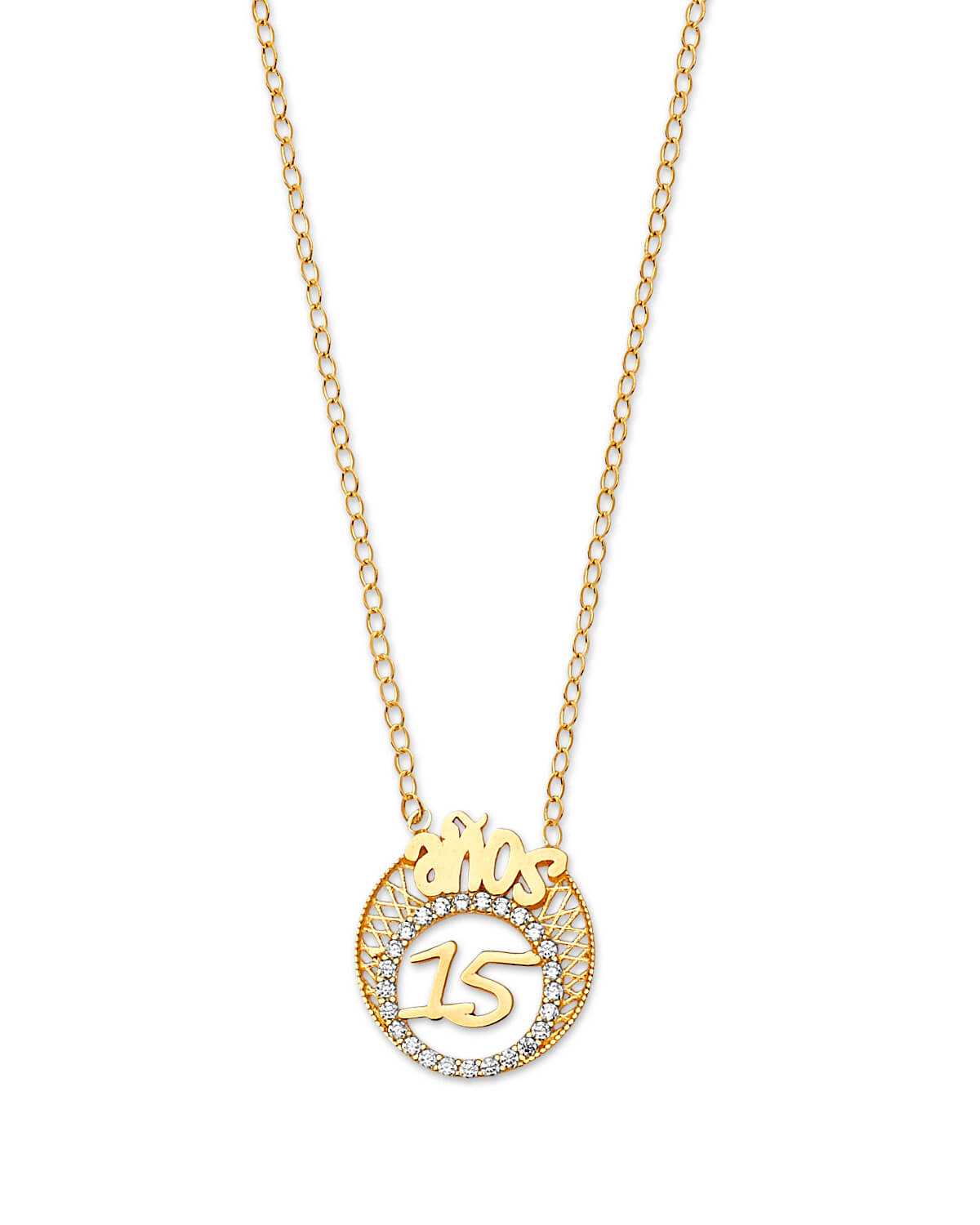 White CZ Charm Necklace in 14K Gold