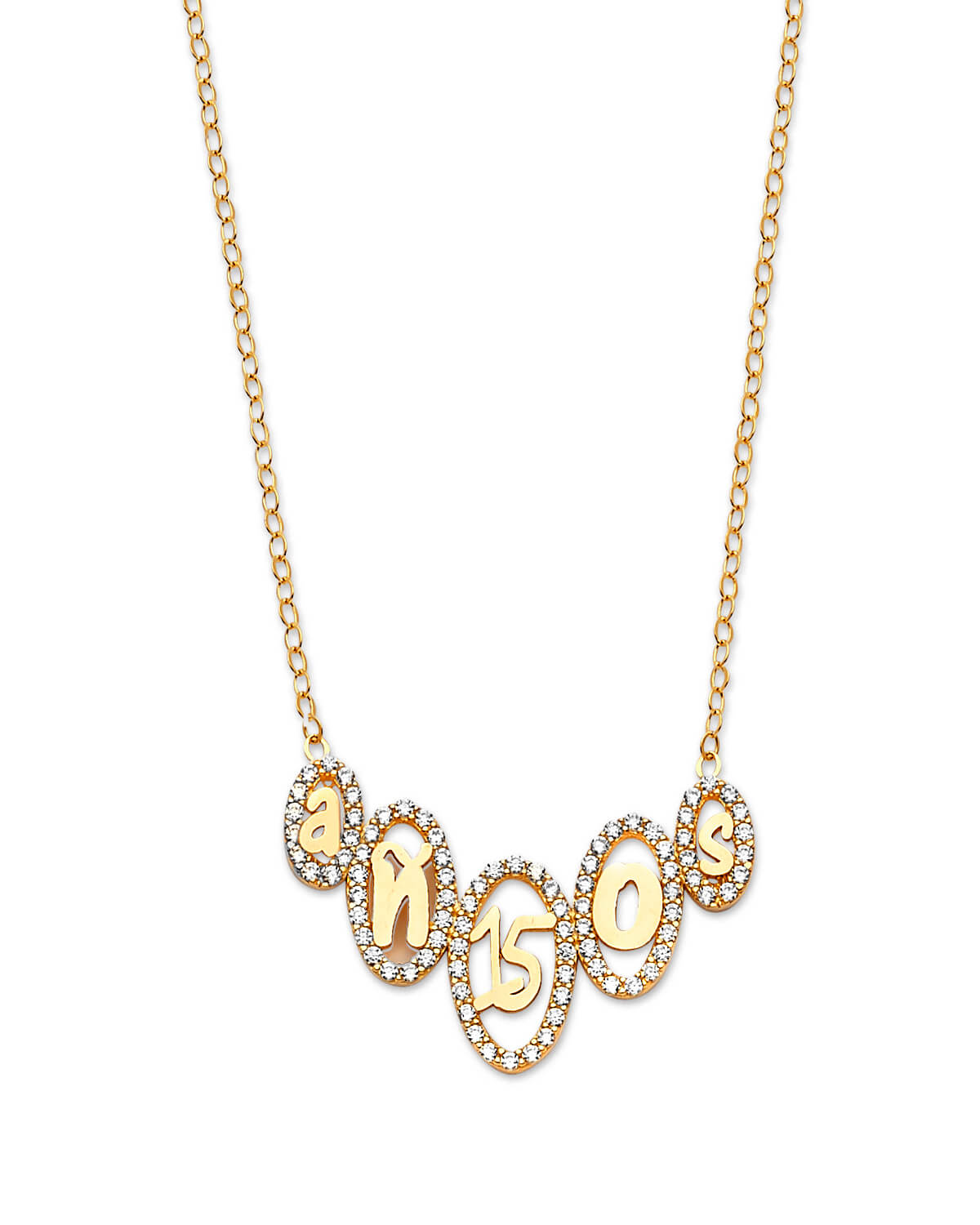 White CZ Charm Necklace in 14K Gold