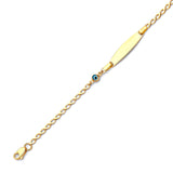 Blue & White Enamel Kids Eye Charm ID Bracelet In 14K Gold