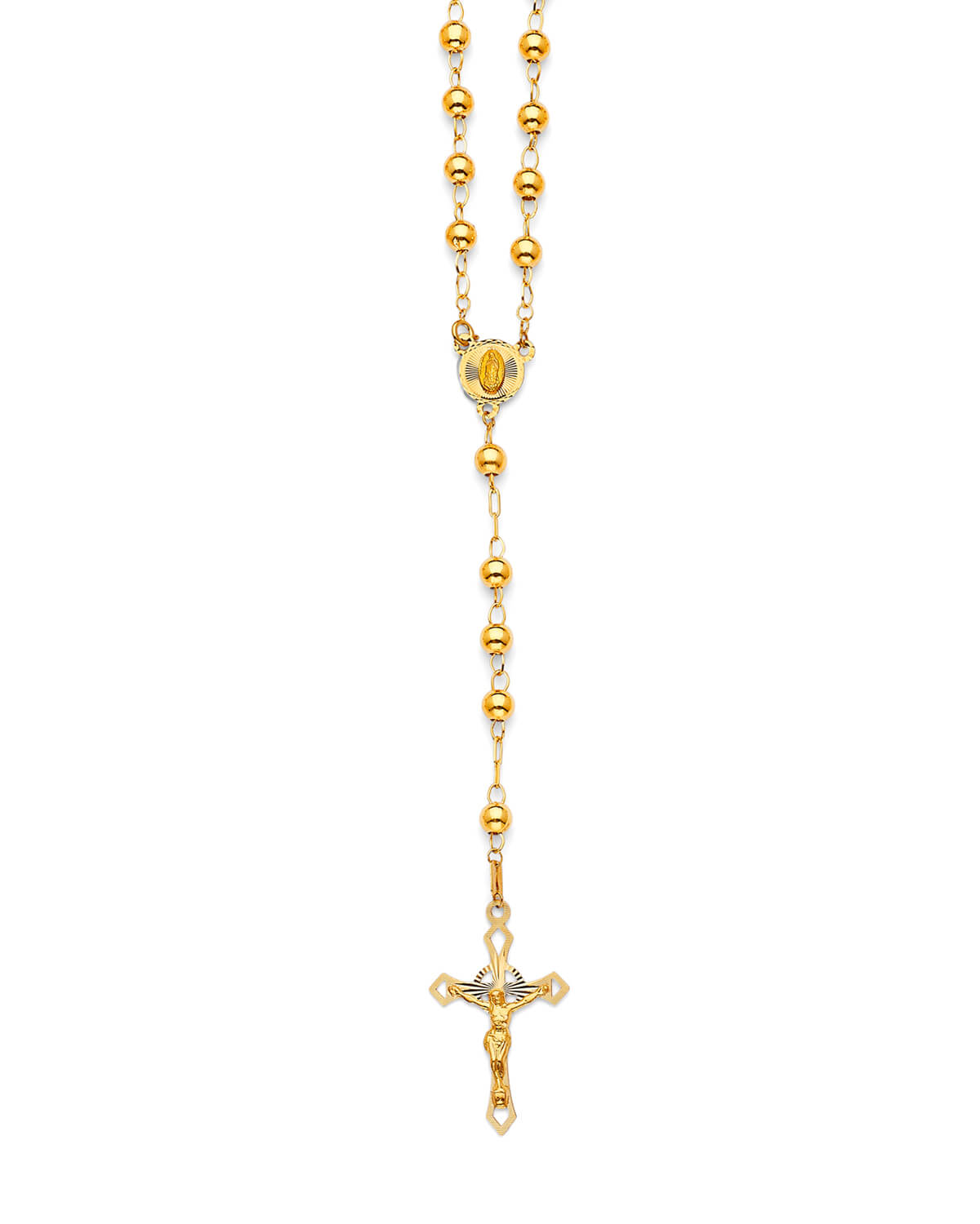 Crucifix Five-Decade Rosary Necklace in 14K Gold