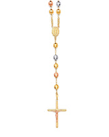 Crucifix Five-Decade Rosary Necklace in 14K Tri-Color Gold