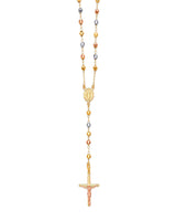 Crucifix Five-Decade Rosary Necklace in 14K Tri-Color Gold