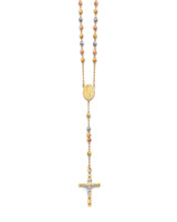 Crucifix Five-Decade Rosary Necklace in 14K Tri-Color Gold