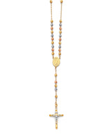 Crucifix Five-Decade Rosary Necklace in 14K Tri-Color Gold