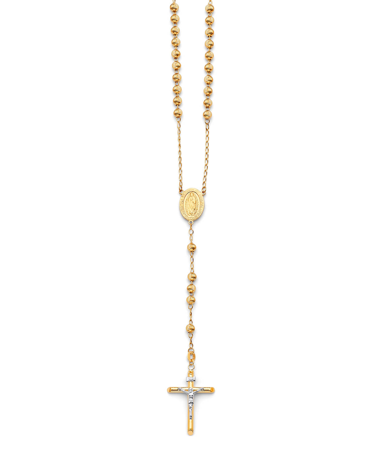 Crucifix Five-Decade Rosary Necklace in 14K Two-Tone Gold