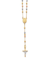 Crucifix Five-Decade Rosary Necklace in 14K Tri-Color Gold