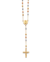 White CZ Crucifix Five-Decade Rosary Necklace in 14K Tri-Color Gold