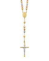 Crucifix Five-Decade Rosary Necklace in 14K Tri-Color Gold