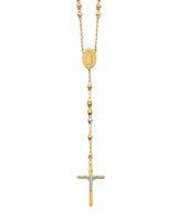 Crucifix Five-Decade Rosary Necklace in 14K Tri-Color Gold