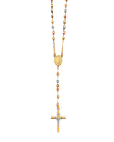 Crucifix Five-Decade Rosary Necklace in 14K Tri-Color Gold