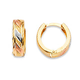 Huggie Earrings in 14K Tri-Color Gold