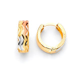 Huggie Earrings in 14K Tri-Color Gold