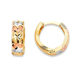 Heart Huggie Earrings in 14K Tri-Color Gold