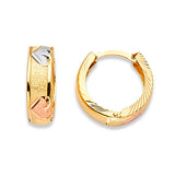 Huggie Earrings in 14K Tri-Color Gold