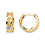 Huggie Earrings in 14K Tri-Color Gold