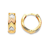 Huggie Earrings in 14K Tri-Color Gold