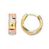 Huggie Earrings in 14K Tri-Color Gold