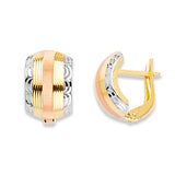 Huggie Earrings in 14K Tri-Color Gold